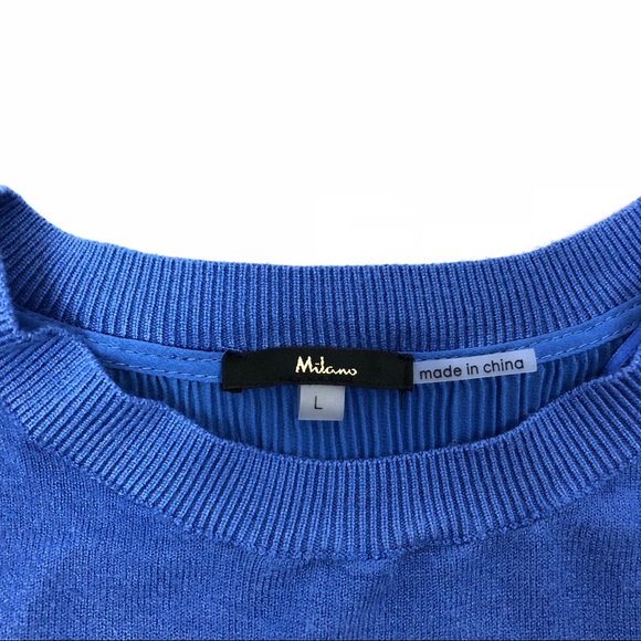 Milano Blue Sweater With Sheer Lining & Split Back - Picture 7 of 7